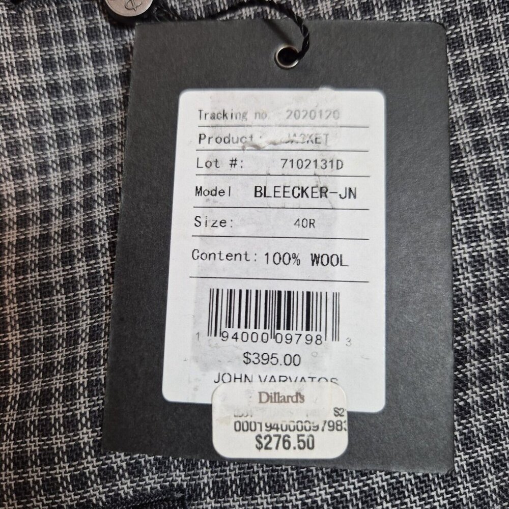 John Varvatos Star Bleecker sport coat Size 40 R gray check jacket 100% wool (37 - Picture 15 of 16